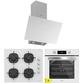 Resim Silverline Beyaz Cam Ankastre Set ( 3481 Flam - CS5335W02 - BO6504W01 ) 