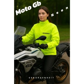 Resim Geborgenheit Kadın Erkek Moto GB Neon Motosiklet Yağmurluğu Outdoor Yağmurluk Cepli File Astarlı Kapşonlu Hafif Su Geçirmez Alt Üst Takım Motorcu Yağmurluk Orjinal 