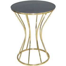 Resim Fiskos Kumsaat Brc Model Sehpa Model Düz Siyah Temper Cam Metal Çelik Gold Kaplama İtinalı El Yapım 