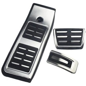 Resim Audi A4 B9 A5 F5 2016-2023 Uyumlu Geçme Otomatik Pedal Seti 3 Parça Siyah Krom 