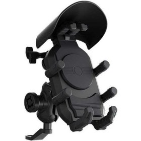 Resim Dancemonkey Wupp Cs-2056b1 Motosiklet Telefon Tutucu, Dikiz Aynası Montaj, Anti-şok Braketi Siyah 