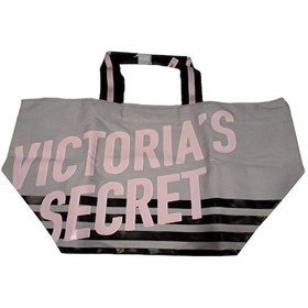 Resim Victoria's Secret Vs Büyük Boy Logo Yazı Detaylı Gri Seyahat Çantası Gri 