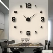 Resim 1 Adet Modern Kristal Duvar Saati, Büyük Sessiz Karanlıkta Parlayan 3D Rakamlı, Yuvarlak Düz Taçlı, AA Pil ile Çalışan, Oturma Odası ve Yatak Odası Dekoru için Uygun 