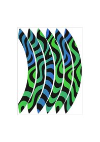 Resim Honda Pcx 2014 - 2025 Uyumlu Yeşil Mavi Zebra Desen Büyük 1 Set Jant Şeridi Çok Renkli 