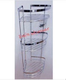 Resim 304 Paslanmaz Lüx 3 Lü Köşe Şampuanlık-Süngerlik Mat Krom 