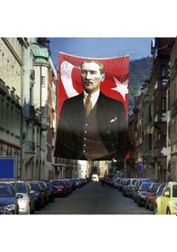 Resim Takım Elbiseli Sivil Gazi Mustafa Kemal Atatürk -ay Yıldız - Portre Cephe Poster Bayrak-4x6 Metre 1 