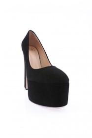 Resim Dgn Kadın Yüksek Platform Topuklu Ayakkabı Hakiki Deri Siyah Süet 452112353 
