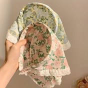 Resim 1/3 Adet Kumaş Çiçekli Eşarp, Fransız Vintage Saç Bandı, Üçgen Bandana Saç Bağı, Bohem Plaj Tatil Stili Saç Aksesuarı 
