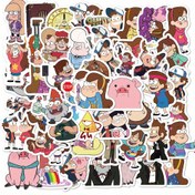 Resim 50 adet Gravity Falls Karikatür Vinil Sticker - Su Geçirmez, Yeniden Kullanılabilir Etiketler Su Şişeleri, Kaykaylar, Laptoplar, Telefonlar, Günlükler & Scrapbooking için - Hayranlar için Eğlenceli Parti Malzemeleri, Tumblerlar için Su Geçirmez Stickerlar 