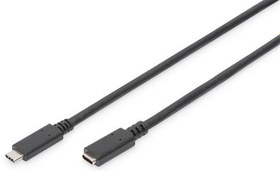 Resim Ak-300210-020-S Usb Tip C™ Uzatma Kablosu Tip C Erkek Tip C Dişi 2 Metre 3A 480Mb 2.0 Versiyon Ce Siyah Renk 