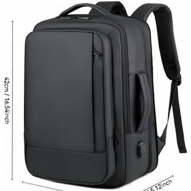 Resim Xuweiwei Black Büyük Kapasiteli Erkek Sırt Çantası Öğrenci Laptop Çok Fonksiyonlu Bilgisayar Çantası Arka Kapak 