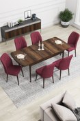 Resim Canisa Concept Canisa Rio Serisi Mdf Barok Açılabilir Mutfak Masası Takımı 6 Bordo Sandalye 