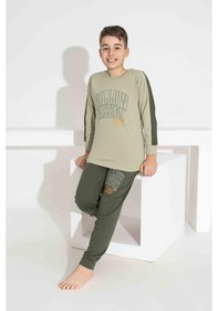 Resim Tarık Erkek Çocuk Desenli Uzun Kollu Pijama Takımı-959 Yeşil 
