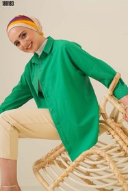 Resim 103901 Oversize Basic Tesettür Gömlek Yeşil 