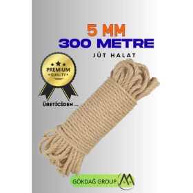 Resim 5 mm 300 Metre Dekoratif Jüt Halat Hasır Ip 