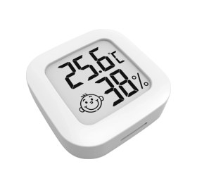 Resim Folinda Beyaz Mini El Tipi Dijital Sicaklık Ve Nem Ölçer - Ev Ofis İçin Gerçek Zamanlı Lcd Ölçüm Aleti Cr2032 Pil Dahil 