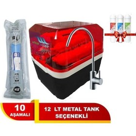 Resim 10 Aşamalı Kapalı Kasa Su Arıtma Cihazı 12 Lt Metal Tanklı 