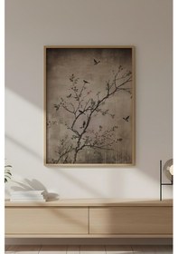 Resim Huhuli Ahşap Çerçeveli Wabi Sabi Koleksiyon Tablo Huhu722 