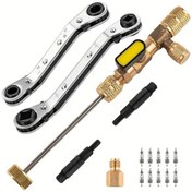 Resim Dashanshop Xv0017 Çift Boy Hvac Servis Anahtarı Seti Manuel Valfli Çekirdek Sökücü Ve Adaptörlü 