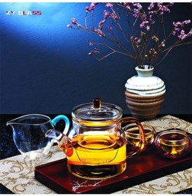 Resim Qerhome Borosilikat Cam Cam Kapaklı Ve Süzgeçli Gold Sap Demlik 800 Ml Tkb Aw2005 Şeffaf 