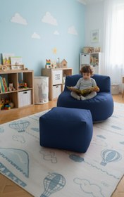 Resim Mila Kids Puff Koltuk & Oyun Koltuğu & Çocuk Koltuğu - Mavi 