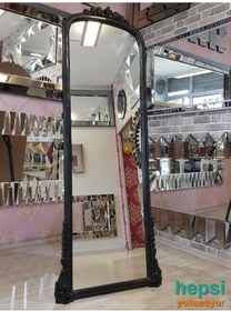 Resim Matmazel Model Siyah Renk Ayaklı Varaklı Boy Aynası 