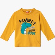 Resim Erkek Bebek Dinozor Baskılı Tişört Pamuklu 