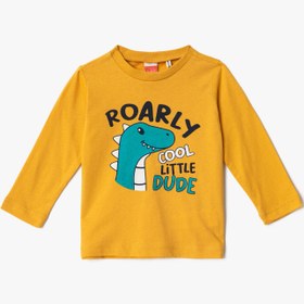 Resim Erkek Bebek Dinozor Baskılı Tişört Pamuklu 