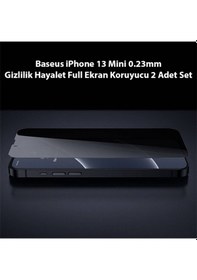 Resim Baseus Apple Uyumlu iPhone 13 Mini 0.23Mm Gizlilik Hayalet Full Ekran Koruyucu Siyah (522575282) 