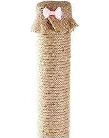 Resim Doğal Jüt Halatlı Kedi Tırmalama Direği, Pembe Papyon 