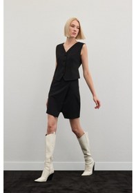 Resim Sateen Şort Etek - Siyah-136476 Siyah 