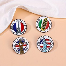 Resim 1'li Paket 3,56 cm Yuvarlak Metal Emaye Rozetler - Minyatür Eyfel Kulesi, Pisa Kulesi & Özgürlük Heykeli Seyahat Hatıra Rozetleri, Şapkalar ve Çantalar için, Canlı Simge Tasarımlar, Dayanıklı Hediye, Macera Arayanlar İçin Yüksek Kaliteli Koleksiyonluk Rozet 