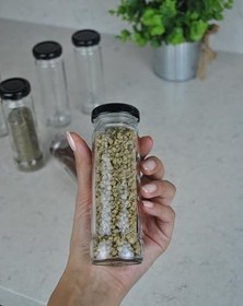 Resim 6 Adet 105 ml Metal Siyah Kapaklı 105 Cc Şeffaf Uzun Cam Kavanoz Baharatlık Beslenme Şişe 