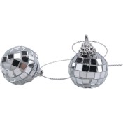 Resim Xiaaokeji 30 Adet Halatlı Gümüş Askılı Disko Topu Aynalı Disko Topu Süsleri 