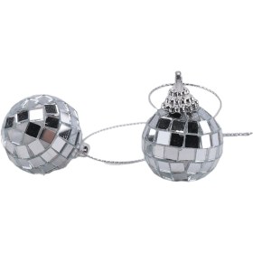 Resim Xiaaokeji 30 Adet Halatlı Gümüş Askılı Disko Topu Aynalı Disko Topu Süsleri 