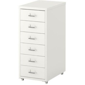 Resim IKEA 6 Çekmeceli Ofis-Makyaj-Eşya Düzenleyici Keson Beyaz Renk 28x69 Cm Tekerlekli 