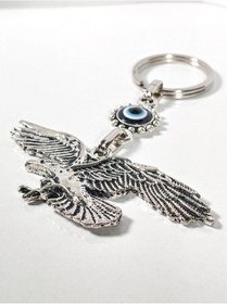 Resim Nazar Boncuklu Kartal Figürlü Anahtarlık Güç, Özgürlük Ve Koruma Enerjisi Çok Renkli 