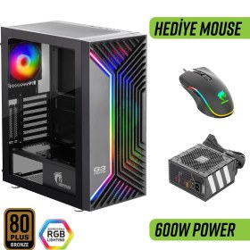 Resim Green Griffin G3 Plus Argb Gaming Bilgisayar Kasası (4×120MM Fan + Tempered Cam) – 600W 80+ Bronze Psu Dahil 