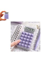 Resim Mini Hesap Makinesi Silikon Tuşlu Lcd Ekran 8 Haneli Şeffaf Mini Hesap Makinesi Ebat 8,5cm X 5,4cm Lila 