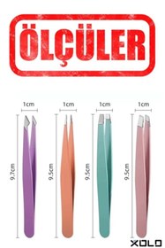 Resim qualityworld Renkli 4'lü Cımbız Seti Düz Yan Batık Cımbız Modelleri Hepsi Bir Arada 