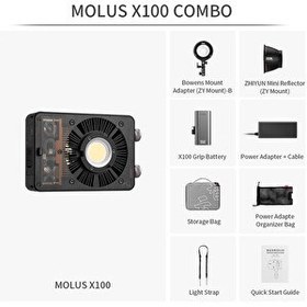 Resim Zhiyun Molus X100 Bi-Color Pocket COB Monolight Combo Kit 
