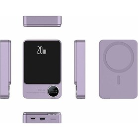 Resim Lemestar Magsafe Uyumlu Pd20w Hızlı Şarj Mıknatıslı Kablosuz Power Bank Ultra İnce Led Ek,mor 
