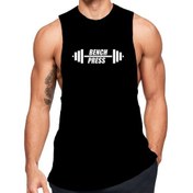 Resim Black İstanbul Bench Press Baskılı Sıfır Kol Fitness Atleti 