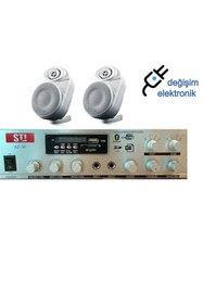 Resim STİ Mağaza Ses Müzik Sistemi Seti Bluetooth Usb Aux 