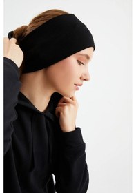 Resim Kadın %100 Pamuklu Termal, Kaymaz, Terletmez, Ultra Hafif, Spor Saç Bandı Bandana - Tek Ebat / Siyah Siyah 