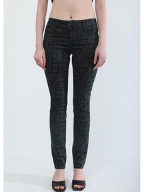 Resim Kadın Likralı Düşük Bel Skinny Fit Jean Pantolon Haki 