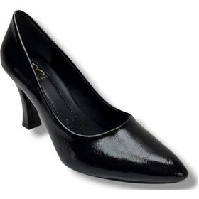 Resim C-shoes 349-26 Kırışık Rugan Deri Kadın Stiletto Siyah 