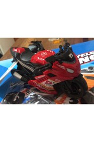 Resim Asya Oyuncak Oyuncak Sürtmeli Polis Motorsikleti 15 cm Kırmızı Model Motorsiklet 