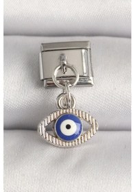 Resim Gümüş Renk Nazar Boncuklu Gözlü Nomination Charm 316l Çelik Çok Renkli 