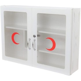 Resim Akşan Şeffaf Çift Kapaklı Kilitli Metal İlk Yardım Ecza Dolabı Ko 